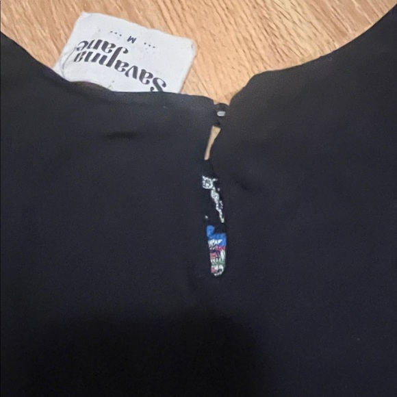 Savanna Jane Black Blouse with Floral Embroidery medium super soft - Picture 4 of 5